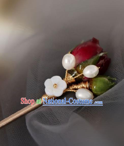 Chinese Handmade Ming Dynasty Princess Pearls Hairpins Ancient Hanfu Hair Accessories for Women