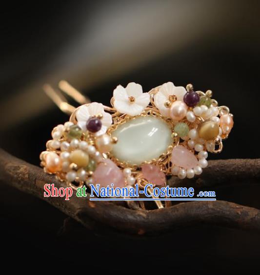 Chinese Handmade Princess Pearls Hair Clip Hairpins Ancient Hanfu Hair Accessories for Women