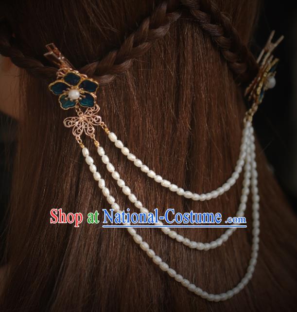 Chinese Handmade Princess Pearls Hair Claws Hairpins Ancient Hanfu Hair Accessories for Women