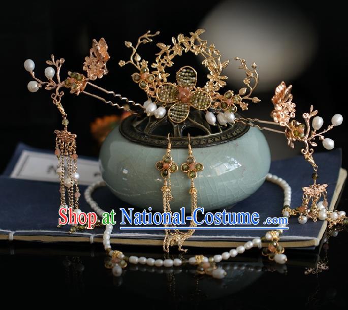 Chinese Handmade Princess Hair Comb Tassel Hairpins Ancient Hanfu Hair Accessories for Women