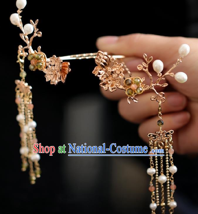 Chinese Handmade Princess Hair Comb Tassel Hairpins Ancient Hanfu Hair Accessories for Women