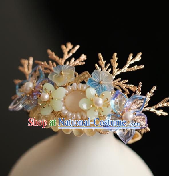 Chinese Handmade Princess Rose Chalcedony Hairpins Ancient Hanfu Hair Accessories for Women