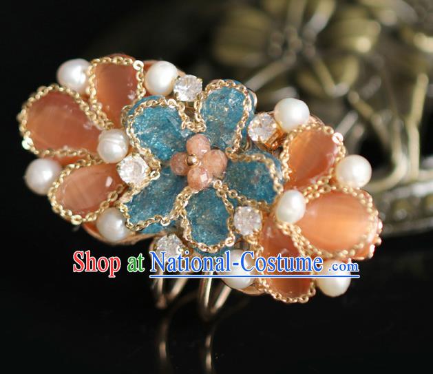 Chinese Handmade Princess Blue Plum Hairpins Ancient Hanfu Hair Accessories for Women