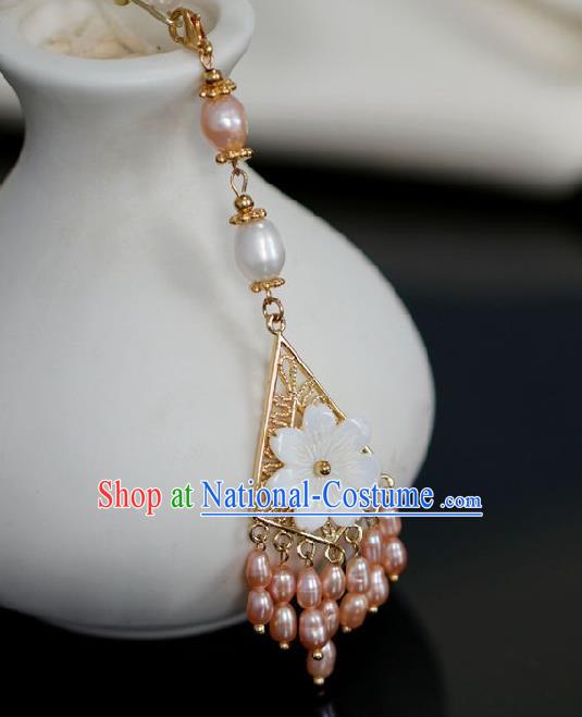 Chinese Traditional Ming Dynasty Pink Pearls Pendant Handmade Ancient Princess Jewelry Accessories for Women