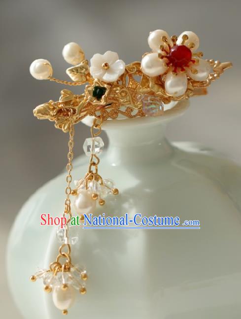 Chinese Handmade Ming Dynasty Princess Pearls Hair Claw Hairpins Ancient Hanfu Hair Accessories for Women