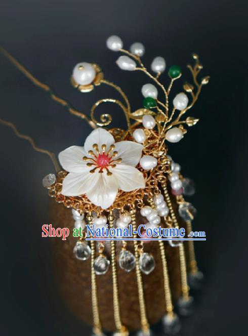 Chinese Handmade Ming Dynasty Princess Golden Tassel Hairpins Ancient Hanfu Hair Accessories for Women