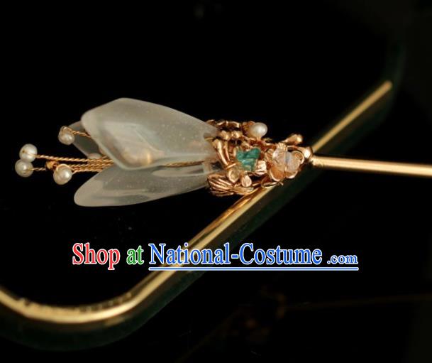 Chinese Handmade Ming Dynasty Princess Green Mangnolia Hairpins Ancient Hanfu Hair Accessories for Women