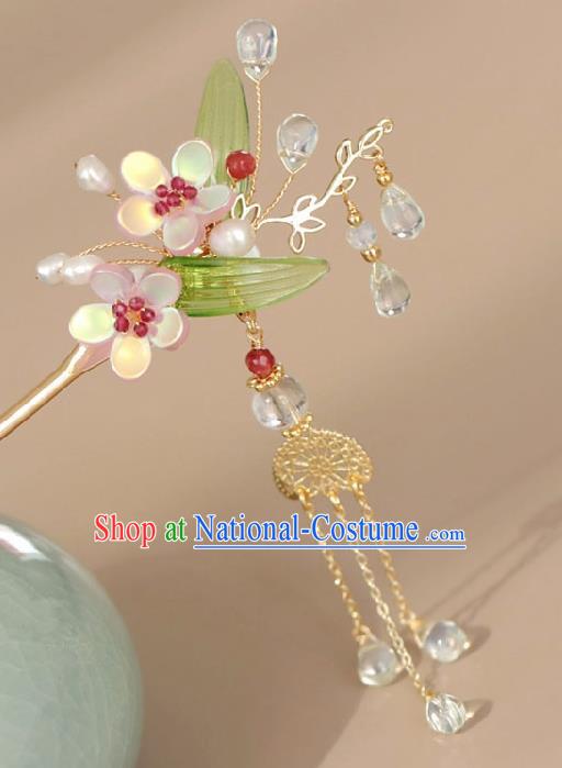 Chinese Handmade Tang Dynasty Princess Pink Plum Blossom Hairpins Ancient Hanfu Hair Accessories for Women