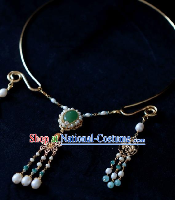 Chinese Traditional Ming Dynasty Precious Stones Necklace Handmade Ancient Princess Jewelry Accessories for Women