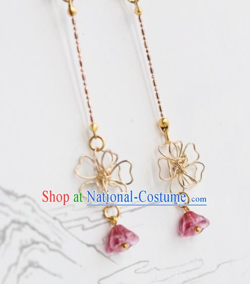 Chinese Traditional Hanfu Golden Earrings Handmade Ancient Princess Ear Accessories for Women