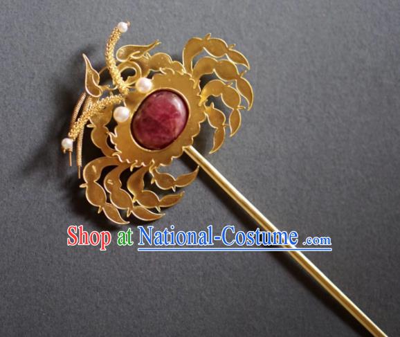 Chinese Traditional Hanfu Tang Dynasty Court Golden Bat Hairpins Handmade Ancient Royal Princess Hair Accessories for Women