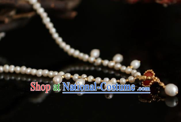 Chinese Traditional Ming Dynasty Pearls Necklace Handmade Ancient Princess Jewelry Accessories for Women