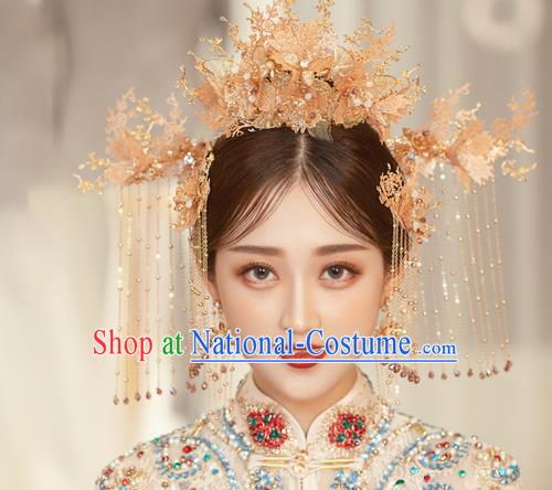 Traditional Chinese Handmade Butterfly Hair Crown Hairpins Ancient Bride Hair Accessories for Women