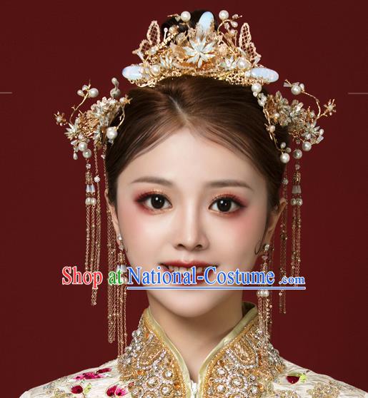 Traditional Chinese Handmade Hair Crown Chaplet Hairpins Ancient Bride Hair Accessories for Women