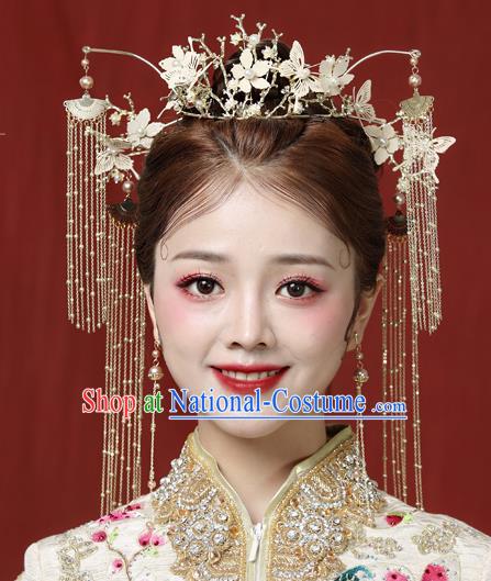 Traditional Chinese Handmade Butterfly Chaplet Hair Crown Hairpins Ancient Bride Hair Accessories for Women