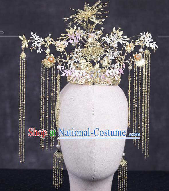 Traditional Chinese Handmade Chaplet Hair Crown Hairpins Ancient Bride Hair Accessories for Women