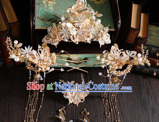 Traditional Handmade Chinese Opal Chaplet Hair Crown Hairpins Ancient Bride Hair Accessories for Women