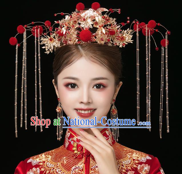 Traditional Handmade Chinese Dragonfly Chaplet Hair Crown Hairpins Ancient Bride Hair Accessories for Women