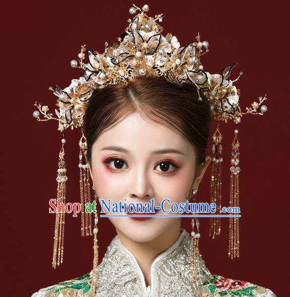 Traditional Handmade Chinese Butterfly Hair Crown Hairpins Ancient Bride Hair Accessories for Women