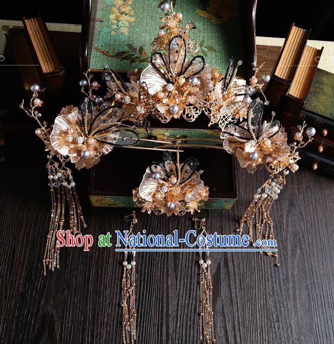 Traditional Handmade Chinese Butterfly Hair Crown Hairpins Ancient Bride Hair Accessories for Women