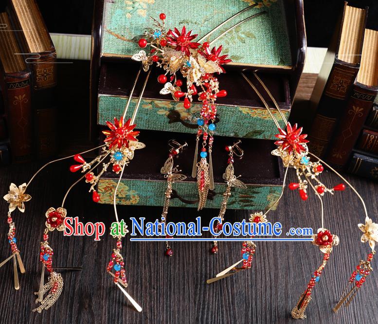 Traditional Handmade Chinese Tassel Hair Clips Hairpins Ancient Bride Hair Accessories for Women