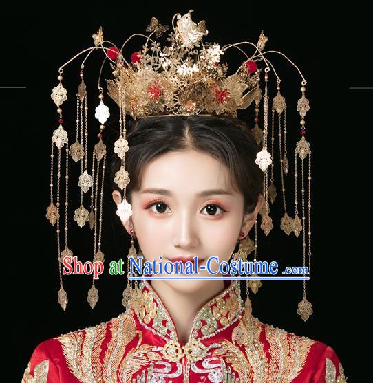 Traditional Handmade Chinese Wedding Phoenix Hair Crown Hairpins Ancient Bride Hair Accessories for Women