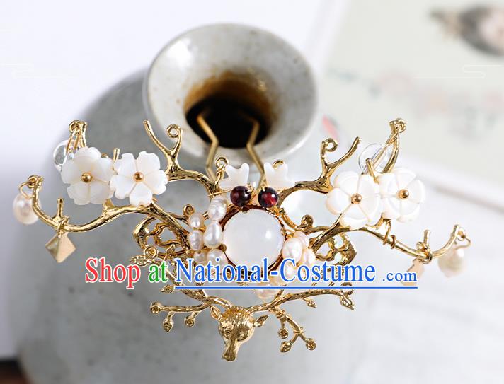 Chinese Traditional Wedding Hanfu Pearls Hairpins Handmade Ancient Bride Hair Accessories for Women