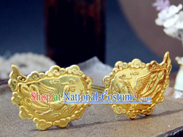 Chinese Traditional Tang Dynasty Princess Carving Phoenix Hairpins Handmade Ancient Royal Empress Hair Accessories for Women