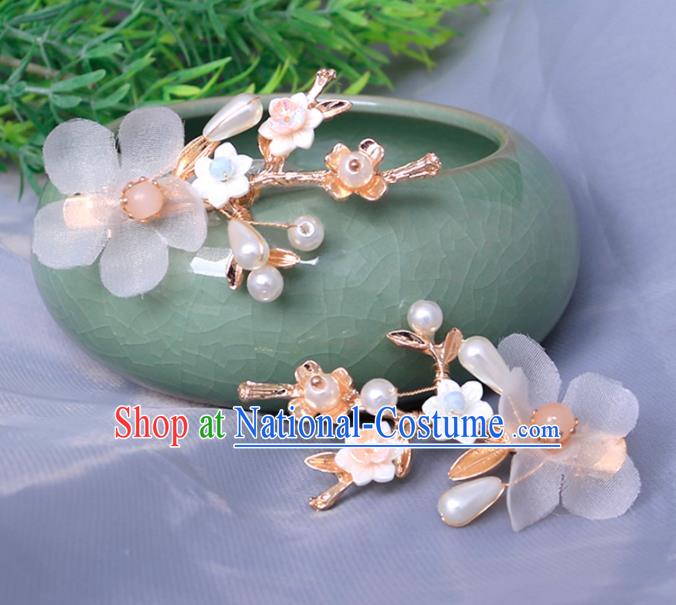 Traditional Chinese Hanfu Silk Flower Hair Claws Hairpins Handmade Ancient Princess Hair Accessories for Women