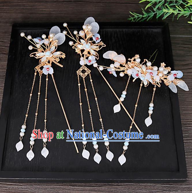 Traditional Chinese Hanfu Dragonfly Hair Crown Hairpins Handmade Ancient Princess Hair Accessories Complete Set for Women