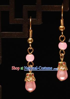 Chinese Traditional Hanfu Pink Earrings Ancient Fairy Ear Accessories for Women