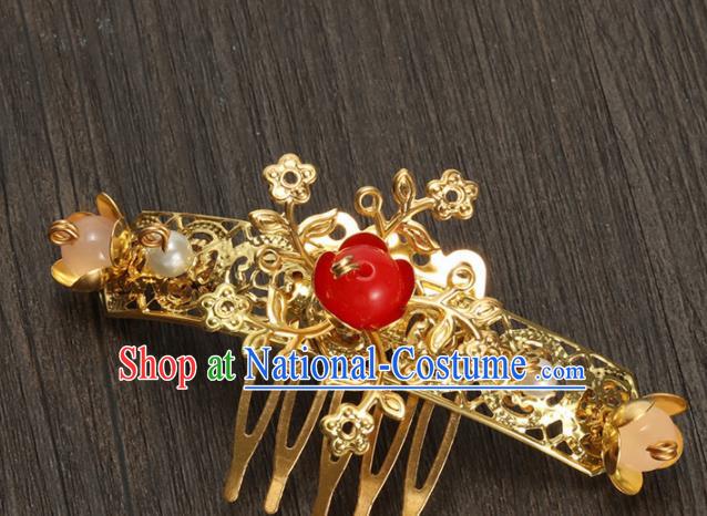 Traditional Chinese Hanfu Golden Hair Combs Handmade Ancient Princess Hair Accessories for Women