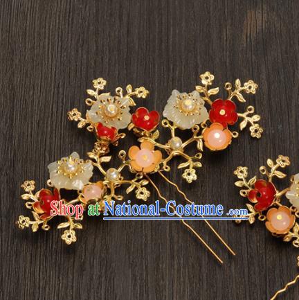 Traditional Chinese Hanfu Flowers Hairpins Handmade Ancient Princess Hair Accessories for Women