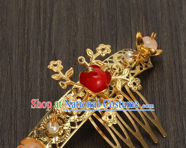 Traditional Chinese Hanfu Golden Hair Combs Handmade Ancient Princess Hair Accessories for Women