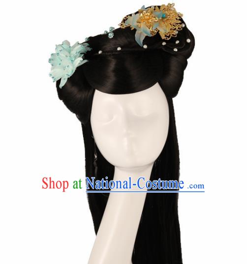 Traditional Chinese Song Dynasty Princess Wigs and Hairpins Ancient Fairy Hair Accessories for Women