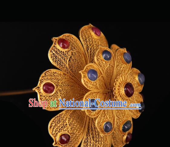 Chinese Traditional Ming Dynasty Queen Flower Hairpin Hairpins Ancient Empress Hair Accessories for Women