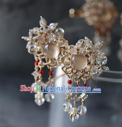 Traditional Chinese Ming Dynasty Princess Quartz Hairpins Ancient Court Queen Hair Accessories for Women