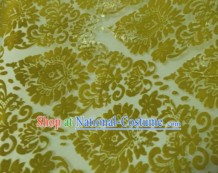 Chinese Traditional Jacquard Green Velvet Fabric Mulberry Silk Fabric Hanfu Dress Material