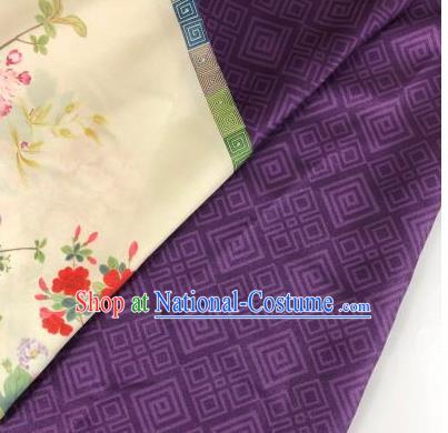 Chinese Traditional Peony Pattern Purple Hanfu Fabric Flax Fabric Hanfu Dress Material