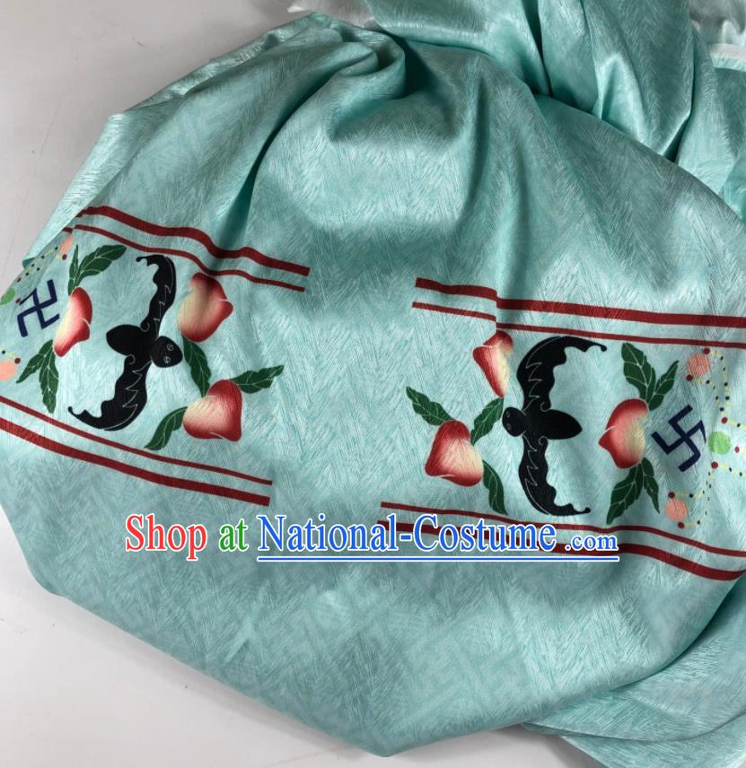 Chinese Traditional Peach Pattern Green Brocade Hanfu Fabric Silk Fabric Hanfu Dress Material