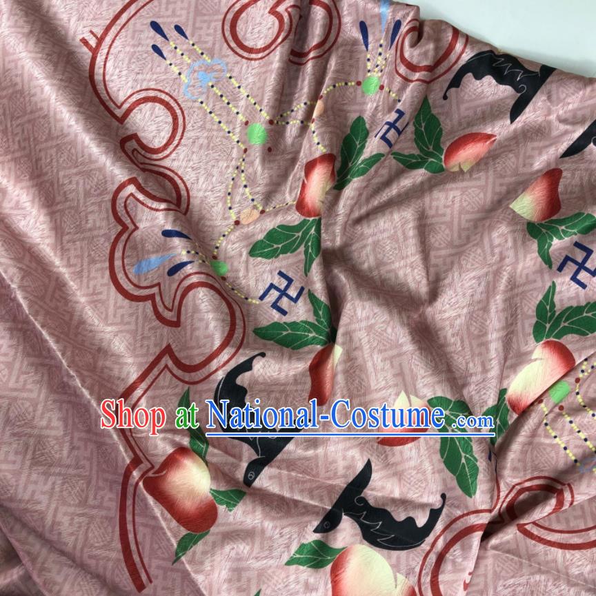 Chinese Traditional Peach Pattern Cameo Brown Brocade Hanfu Fabric Silk Fabric Hanfu Dress Material