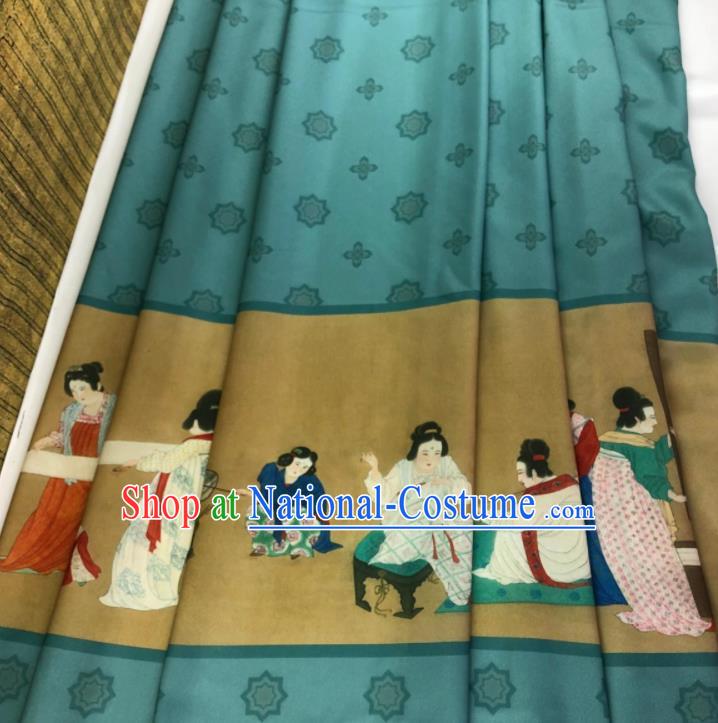 Chinese Traditional Classical Pattern Green Chiffon Fabric Silk Fabric Hanfu Dress Material