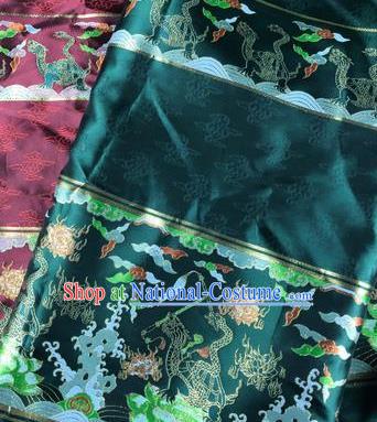 Chinese Traditional Tortoise Pattern Atrovirens Brocade Hanfu Fabric Silk Fabric Hanfu Dress Material