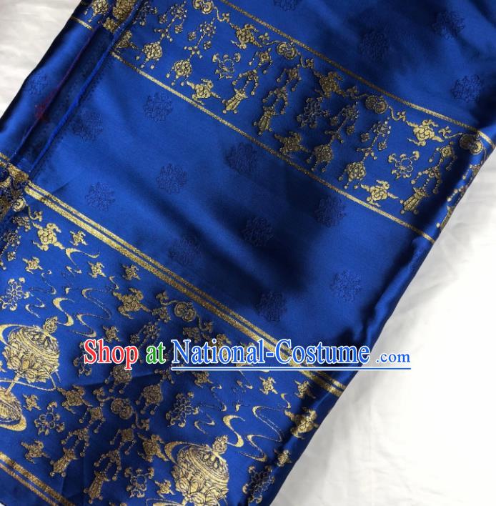 Chinese Traditional Censer Pattern Royalblue Brocade Hanfu Fabric Silk Fabric Hanfu Dress Material