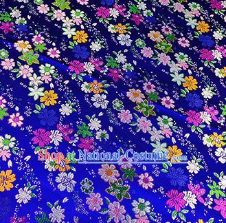 Japanese Traditional Primrose Pattern Kimono Royalblue Brocade Fabric Tapestry Satin Fabric Nishijin Material