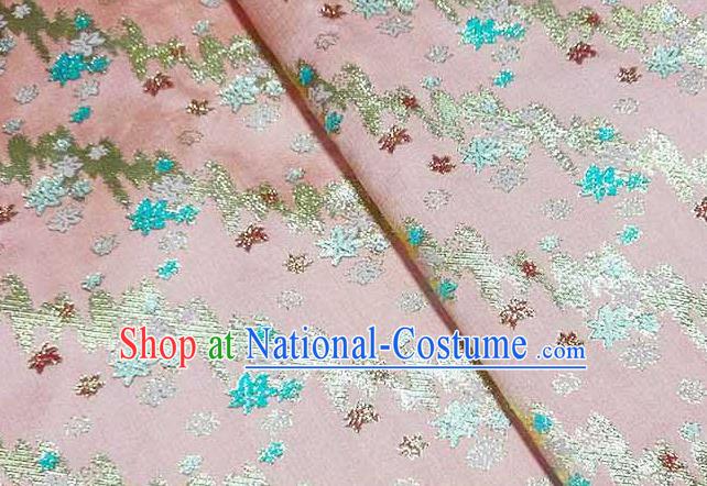 Japanese Traditional Maple Leaf Pattern Kimono Pink Brocade Fabric Tapestry Satin Fabric Nishijin Material