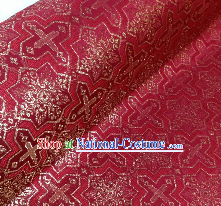 Japanese Traditional Pattern Kimono Red Brocade Fabric Tapestry Satin Fabric Nishijin Material