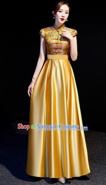 Chinese National Golden Chorus Qipao Dress Traditional Compere Cheongsam Costume for Women