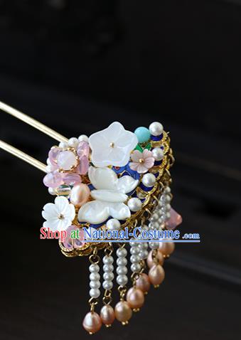 Chinese Traditional Hanfu Shell Butterfly Hairpins Ancient Princess Hair Accessories for Women