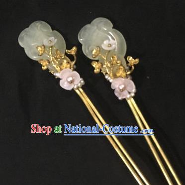 Chinese Traditional Hanfu Jade Hairpins Ancient Princess Hair Accessories for Women